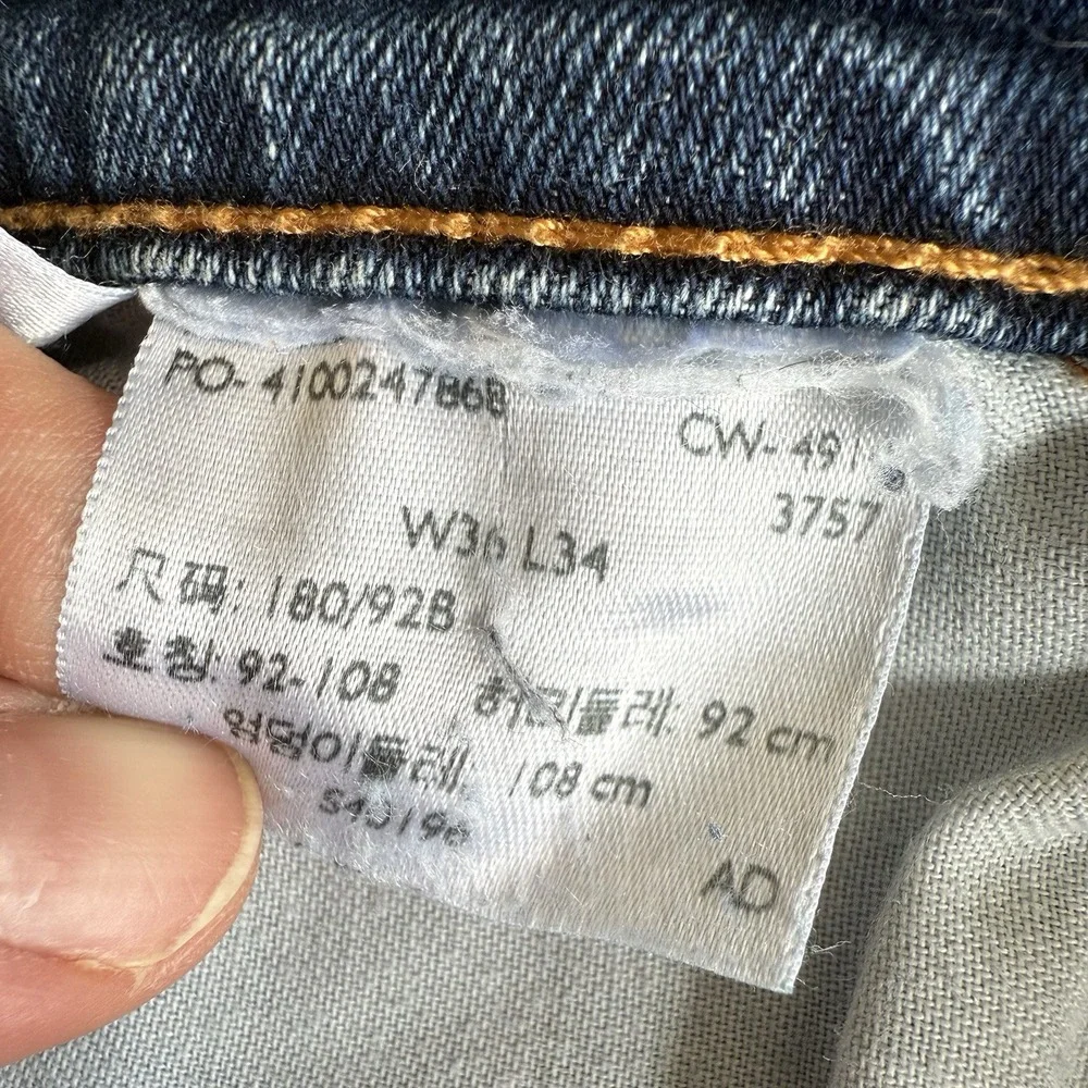Levi's‎ 514 Jeans Mens 34X32 Blue Cotton Denim Straight Dark Indigo Wash Red Tab